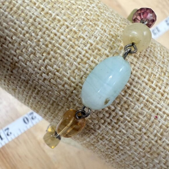 Lia Sophia Multicolor Glass Beaded Bracelet With Silver-Tone Chain & Lobster Cla - Picture 2 of 5